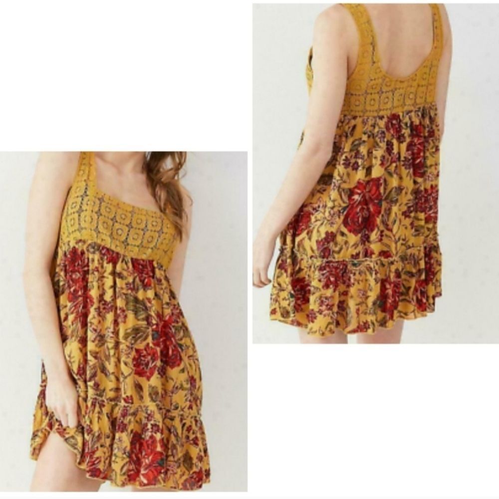 Urban Outfitters Out From Under baby doll dress Size Medium mustard yellow